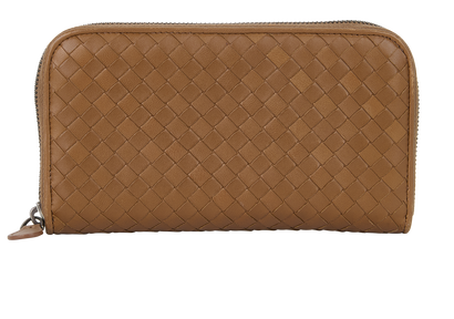 Bottega Veneta Intrecciato Zip-Around Wallet, front view